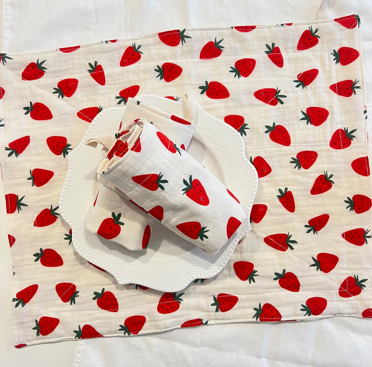 🎁 Gift Set 🎁 Handmade Double Cotton Gauze Apron &  Tea Towels