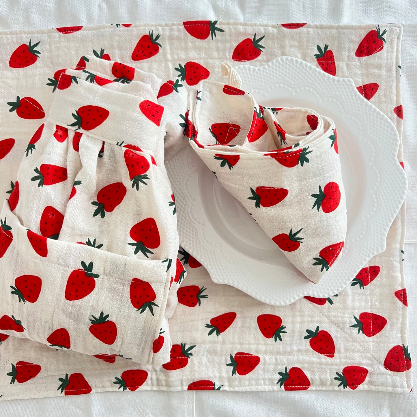 🎁 Gift Set 🎁 Handmade Double Cotton Gauze Apron &  Tea Towels