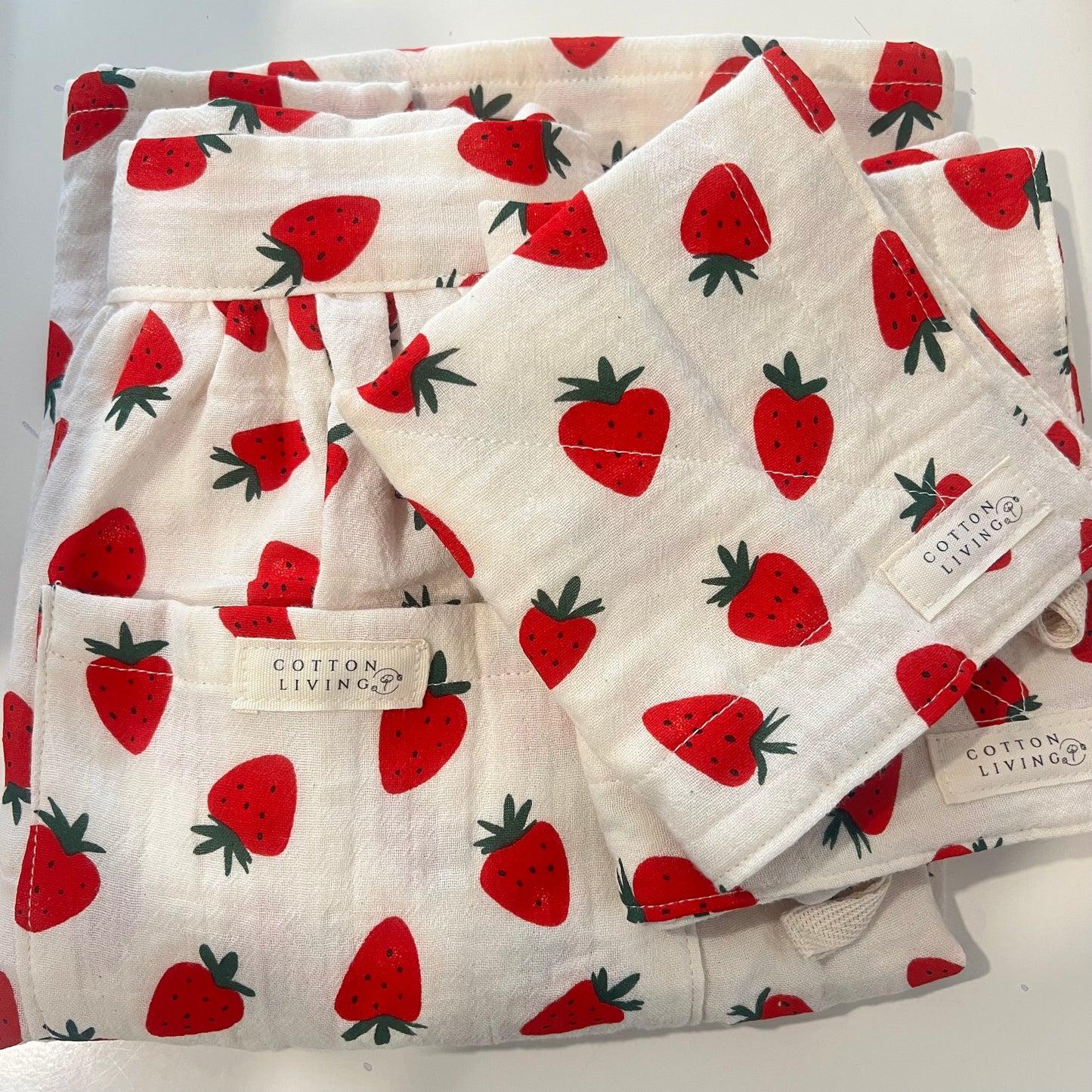 🎁 Gift Set 🎁 Handmade Double Cotton Gauze Apron &  Tea Towels